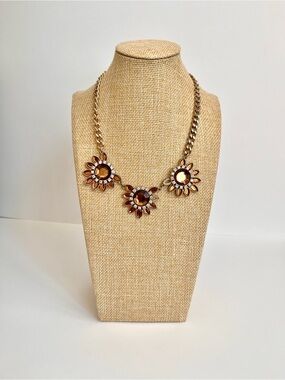 Vintage-Style Brown Floral Statement Necklace